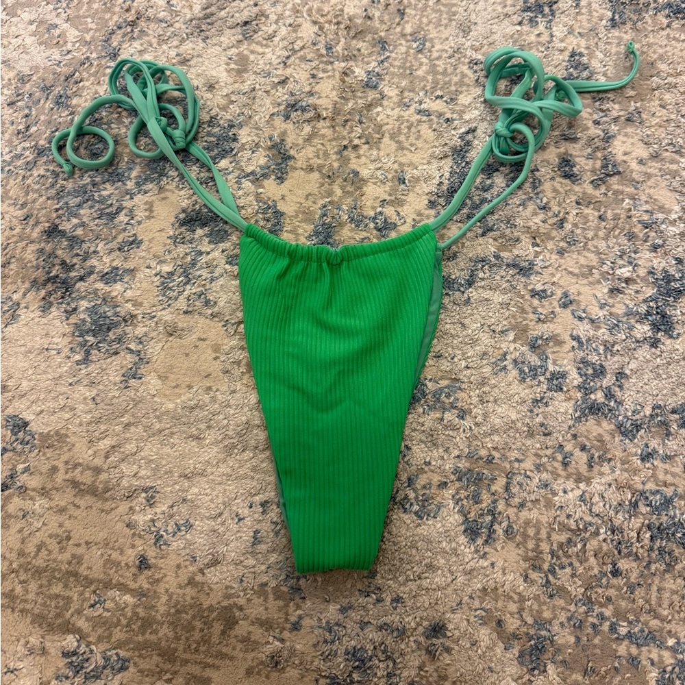 Frankie's Bikinis Green Ribbed Bikini Bottom